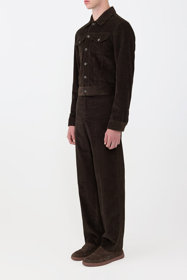 Gabriela Hearst Barry Trucker In Chocolate Cashmere Corduroy