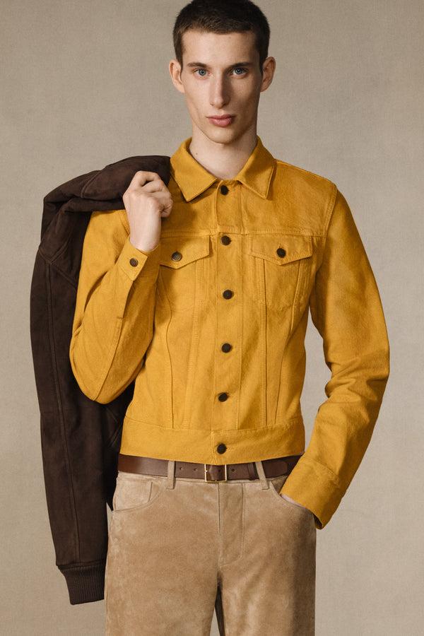 Gabriela Hearst Barry Trucker In Golden Birch Recycled Cotton Denim