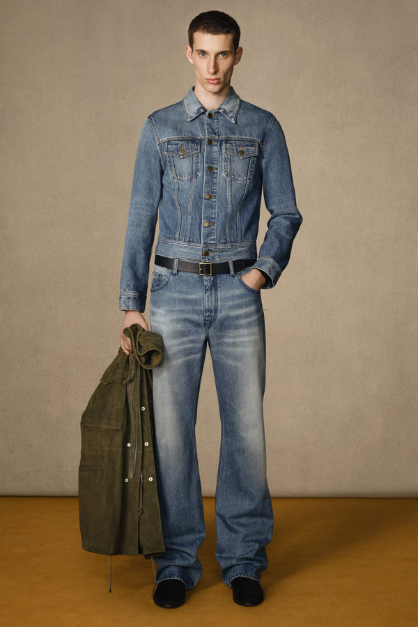 Gabriela Hearst Barry Trucker In Uruguayan Blue Recycled Cotton Denim