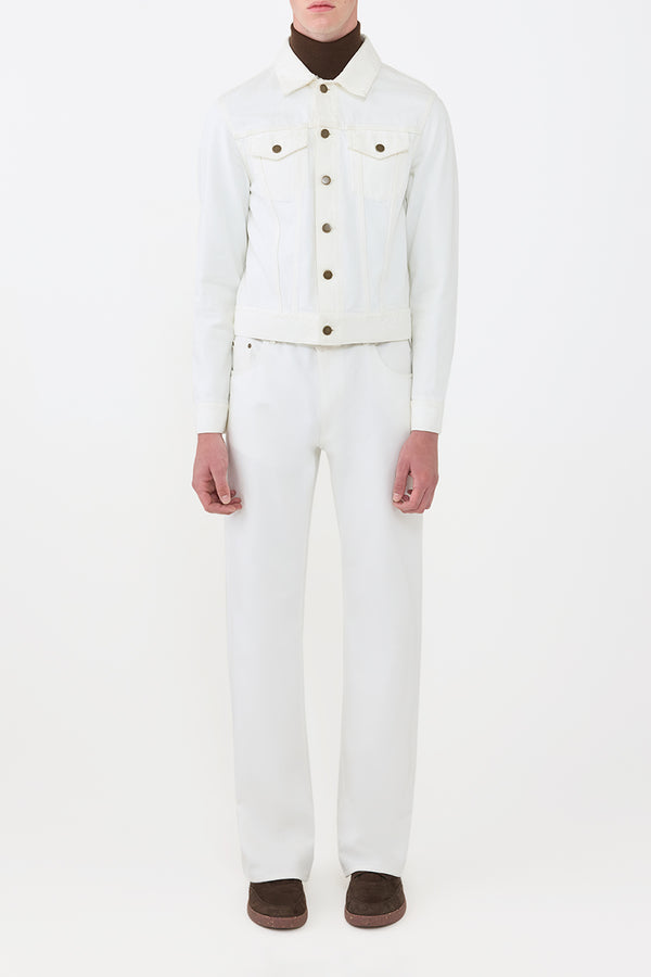 Gabriela Hearst Barry Trucker In White Recycled Cotton Denim