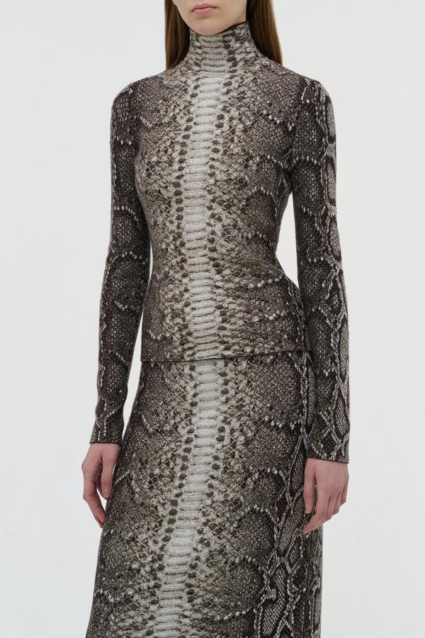 Gabriela Hearst Beda Knit Turtleneck In Greyscale Cashmere Silk