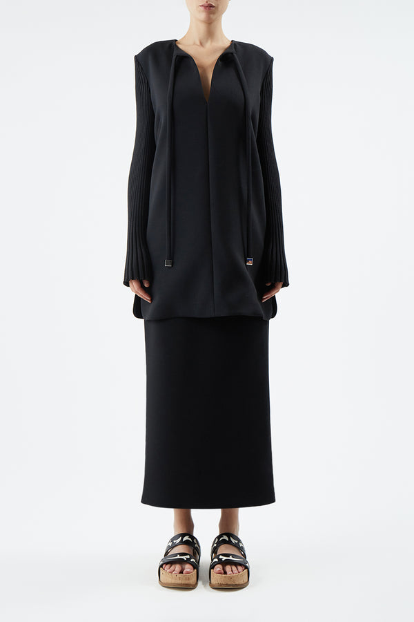 Gabriela Hearst Beko Dress In Black Double-Face Wool Crepe