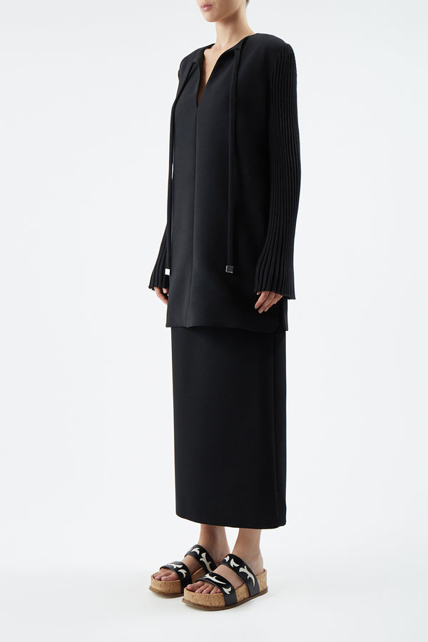 Gabriela Hearst Beko Dress In Black Double-Face Wool Crepe