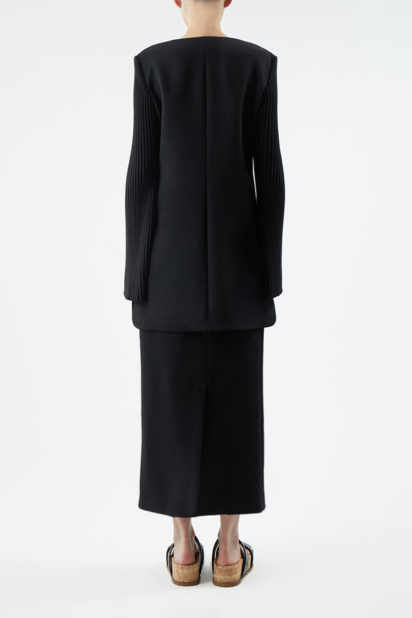 Gabriela Hearst Beko Dress In Black Double-Face Wool Crepe