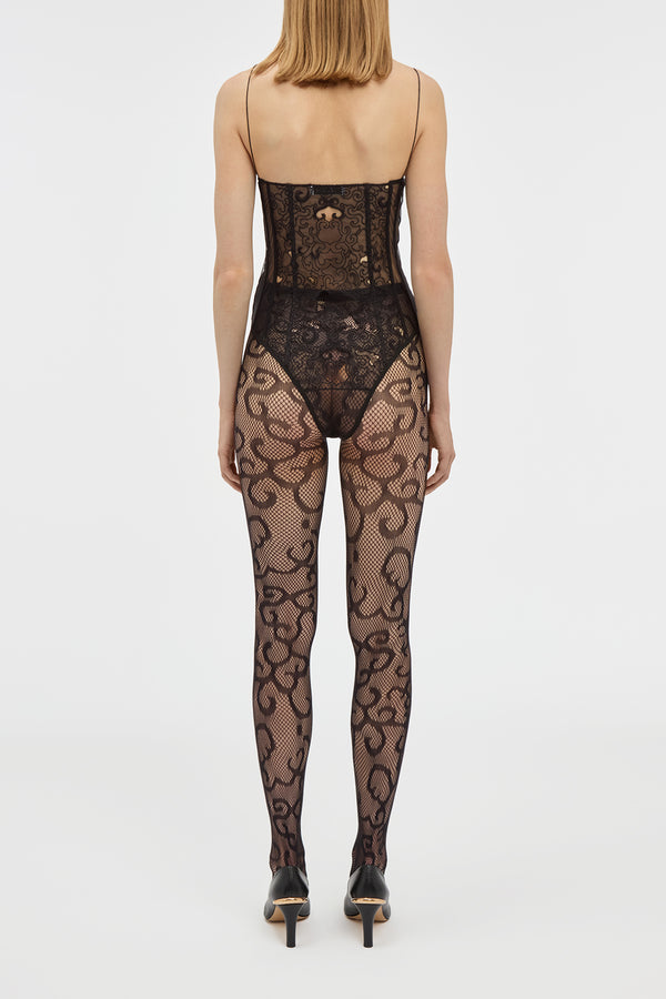 Gabriela Hearst Bellarose Bodysuit In Black Silk Organza Lace