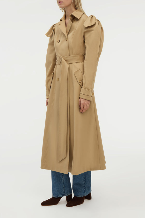 Gabriela Hearst Benedict Trench Coat In Camel Sea Island Cotton Twill