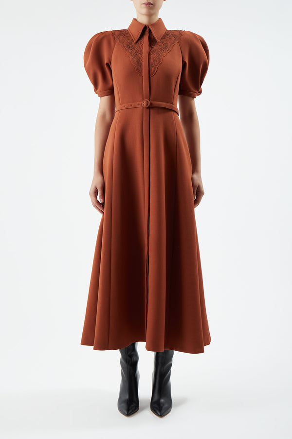 Gabriela Hearst Billy Dress In Red Clay Double-Face Wool Crepe