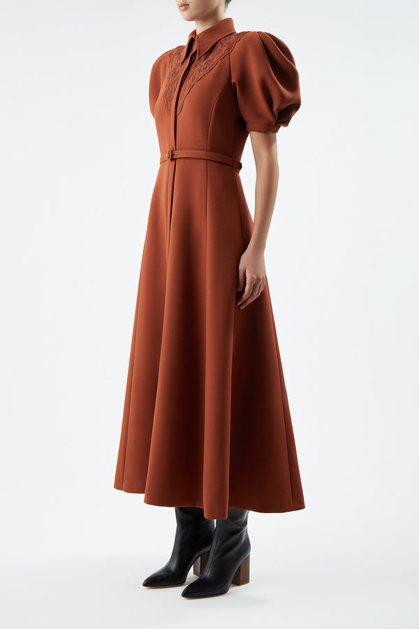 Gabriela Hearst Billy Dress In Red Clay Double-Face Wool Crepe