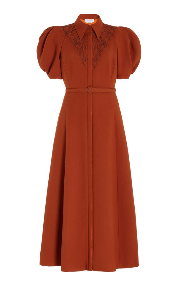 gabriela hearst Billy Dress in Red Clay Double-Face Wool Crepe