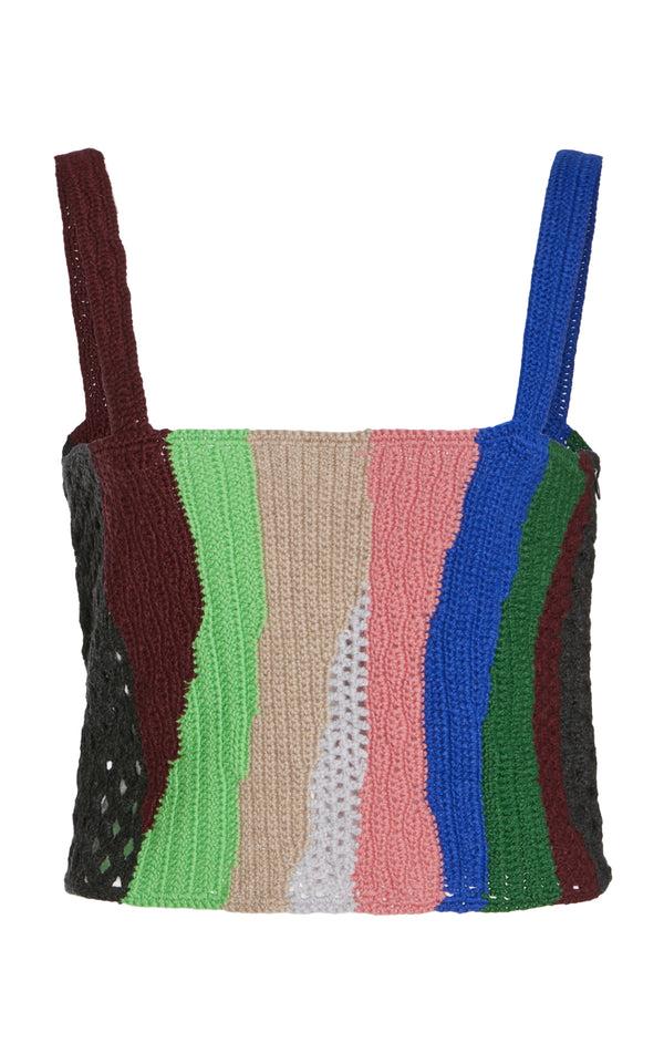 gabriela hearst Bora Crochet Crop Top in Multi Cashmere
