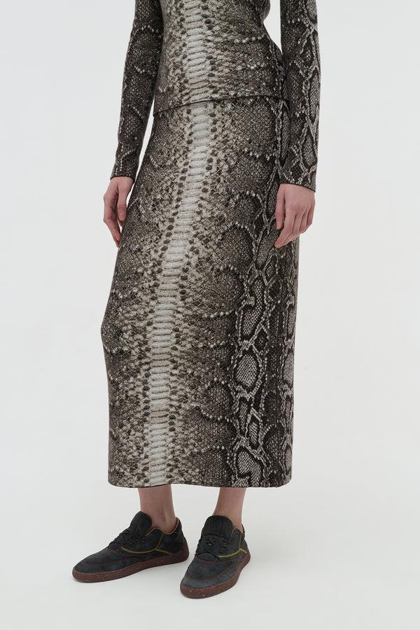 Gabriela Hearst Bragi Knit Maxi Skirt In Greyscale Cashmere Silk