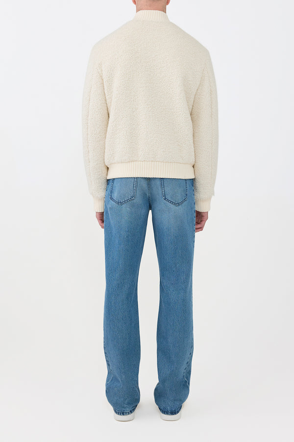 Gabriela Hearst Brandon Bomber In Ivory Recycled Cashmere Boucle