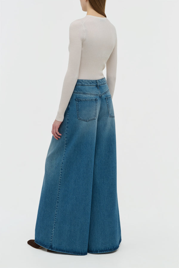 Gabriela Hearst Brenn Wide-leg Jean In Uruguayan Blue Recycled Cotton Denim