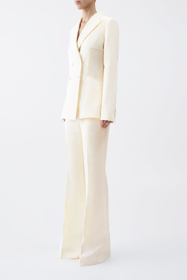 Gabriela Hearst Brett Blazer In Ivory Textured Linen
