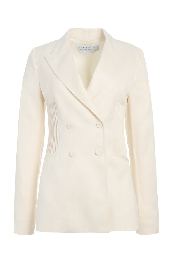 Gabriela Hearst Brett Blazer In Ivory Textured Linen