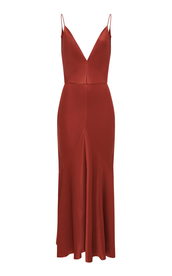 gabriela hearst Brigita Dress in Burnt Sienna Double Satin