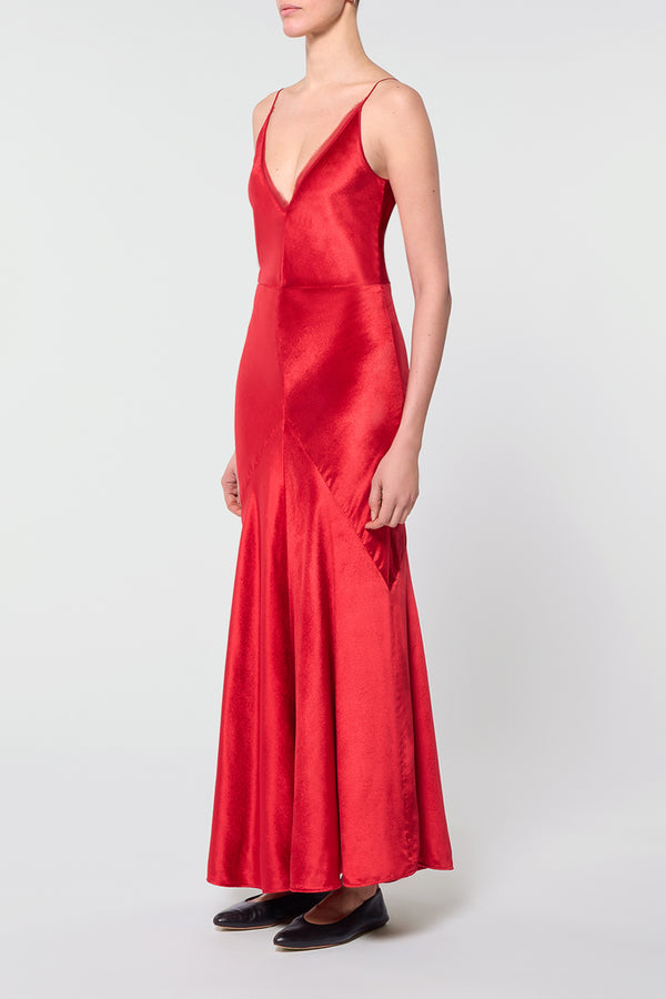 Gabriela Hearst Brigita Slip Maxi Dress In Scarlet Red Silk Velvet