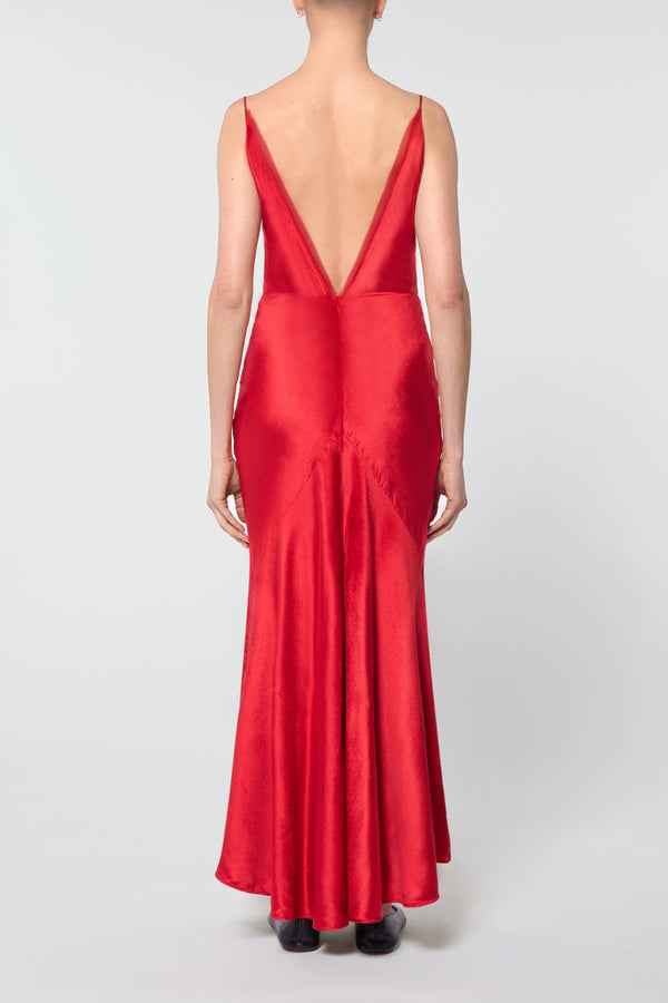 Gabriela Hearst Brigita Slip Maxi Dress In Scarlet Red Silk Velvet