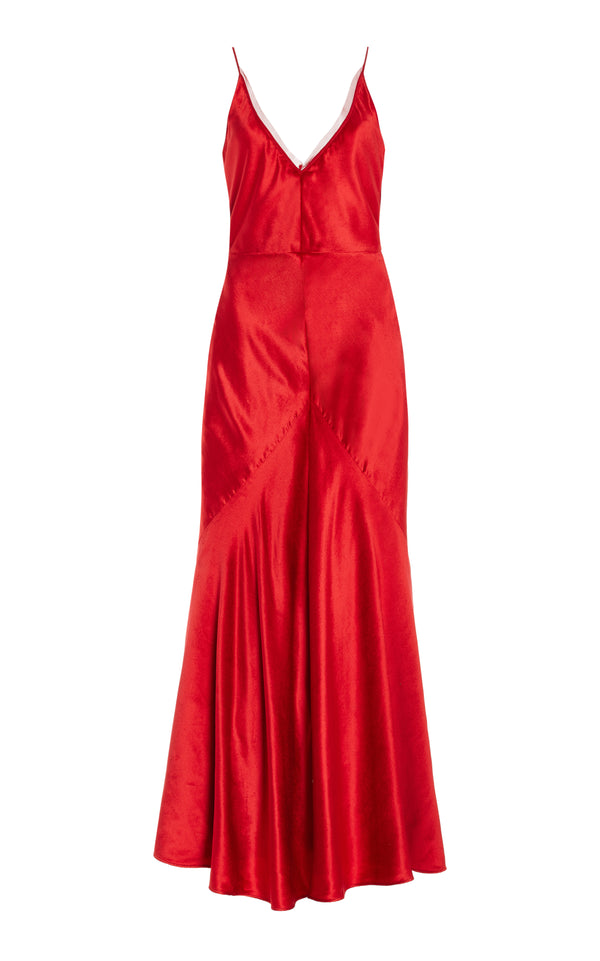 Gabriela Hearst Brigita Slip Maxi Dress In Scarlet Red Silk Velvet