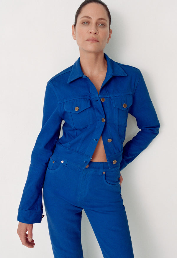 Gabriela Hearst Bronte Jacket In Cobalt Recycled Cotton Denim