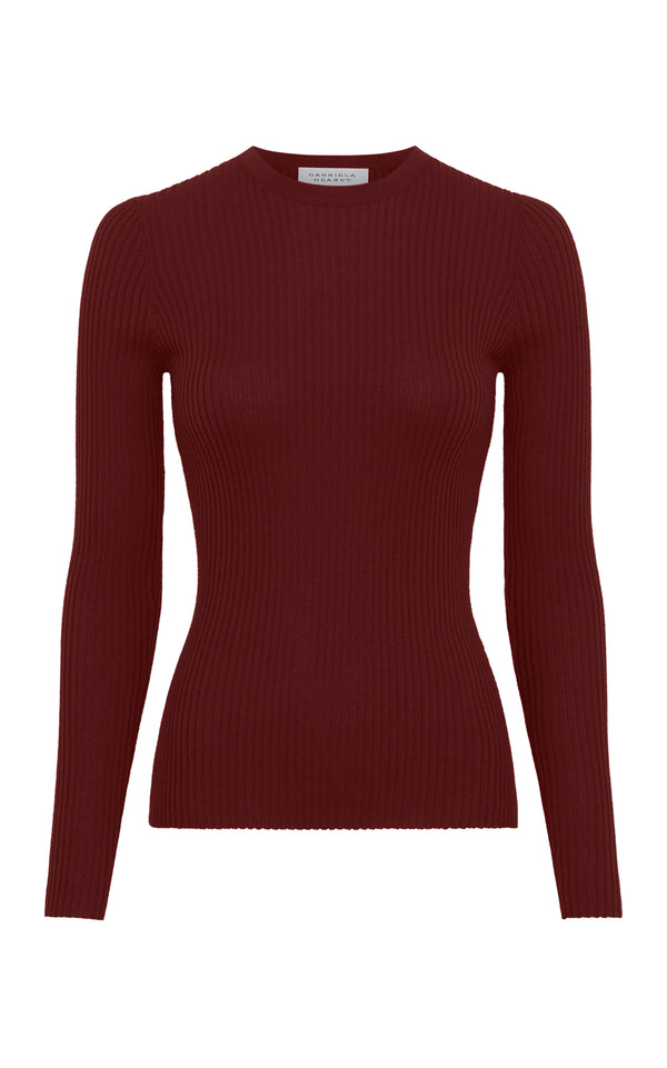 gabriela hearst Browning Knit Sweater in Burnt Sienna Cashmere Silk