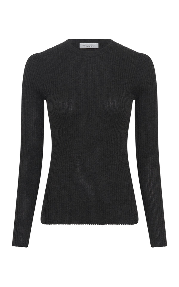 gabriela hearst Browning Knit Sweater in Charcoal Cashmere Silk