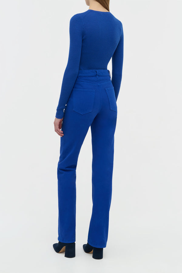 Gabriela Hearst Browning Knit Sweater In Cobalt Cashmere Silk