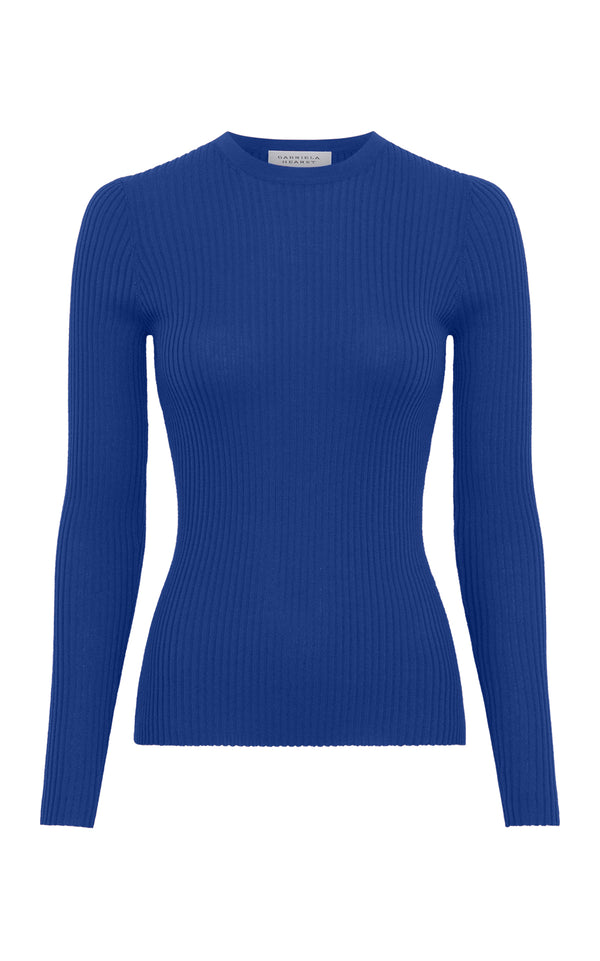 gabriela hearst Browning Knit Sweater in Cobalt Cashmere Silk