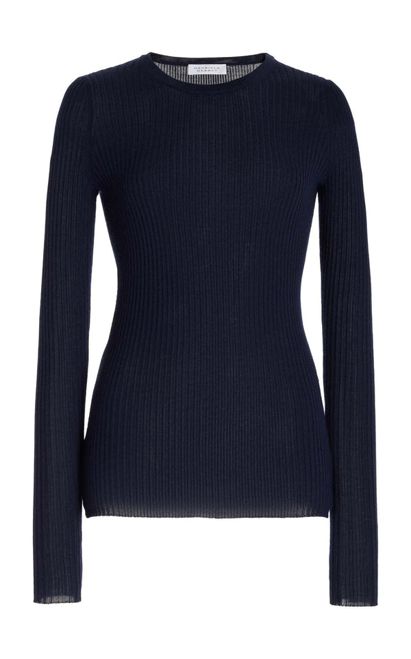 gabriela hearst Browning Knit Sweater in Dark Navy Cashmere Silk