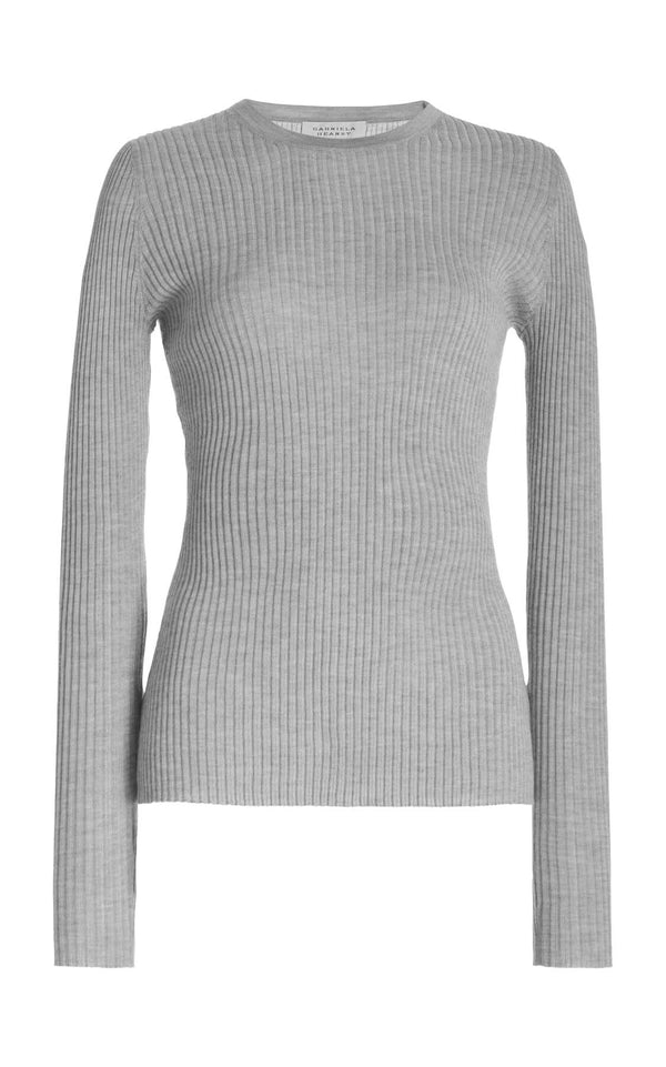 gabriela hearst Browning Knit Sweater in Heather Grey Cashmere Silk