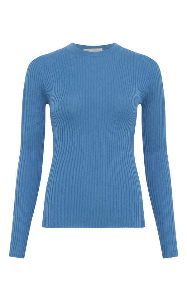 gabriela hearst Browning Knit Sweater in Sky Cashmere Silk