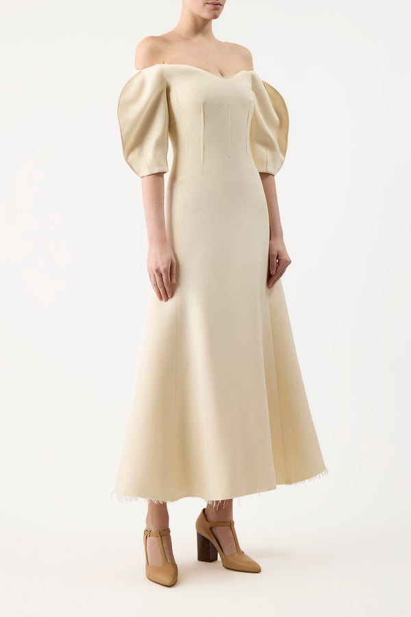 Gabriela Hearst Buisier Dress In Ivory Wool Silk Cady