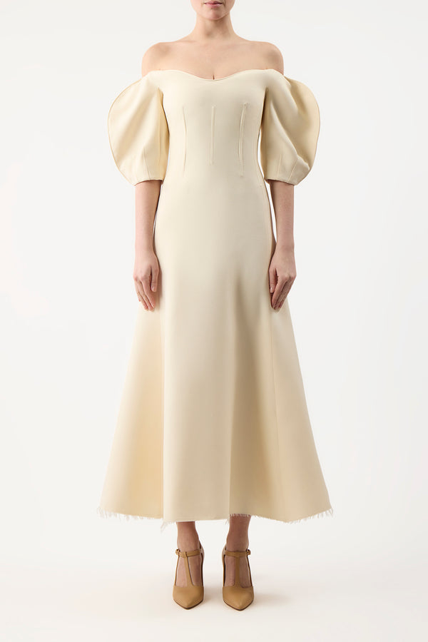 Gabriela Hearst Buisier Dress In Ivory Wool Silk Cady