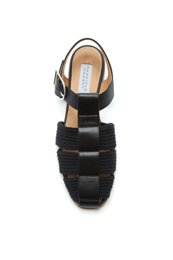 Gabriela Hearst Calla Sandal In Black Nappa Leather Crochet
