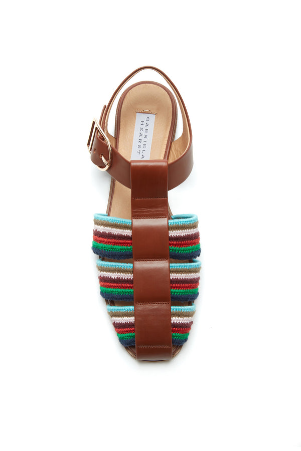 Gabriela Hearst Calla Sandal In Cognac Multi Nappa Leather Crochet