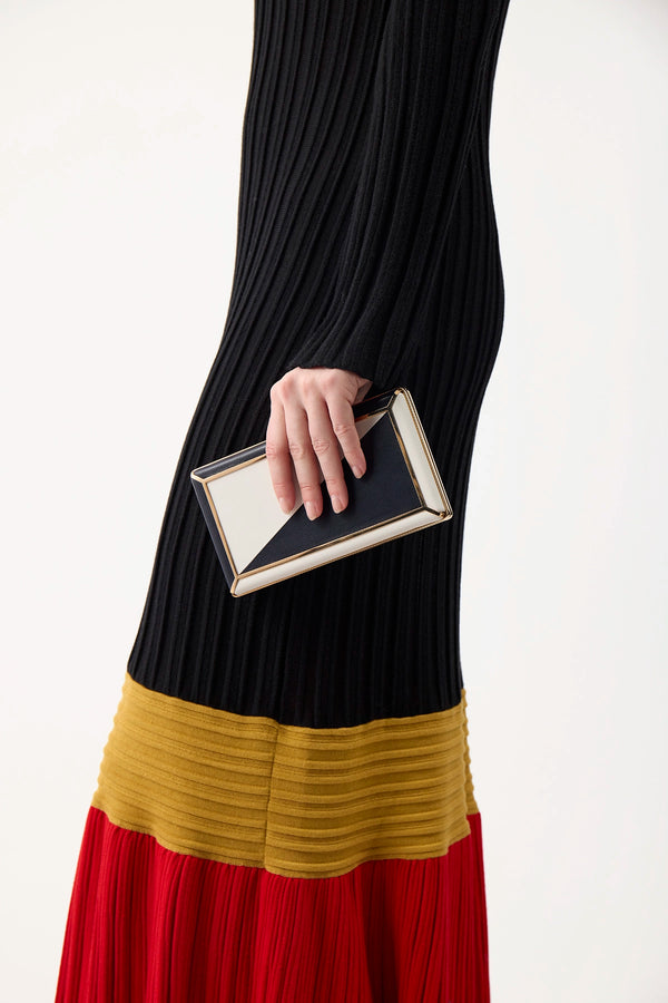 Gabriela Hearst Callas Clutch In Navy & Ivory Nappa Leather