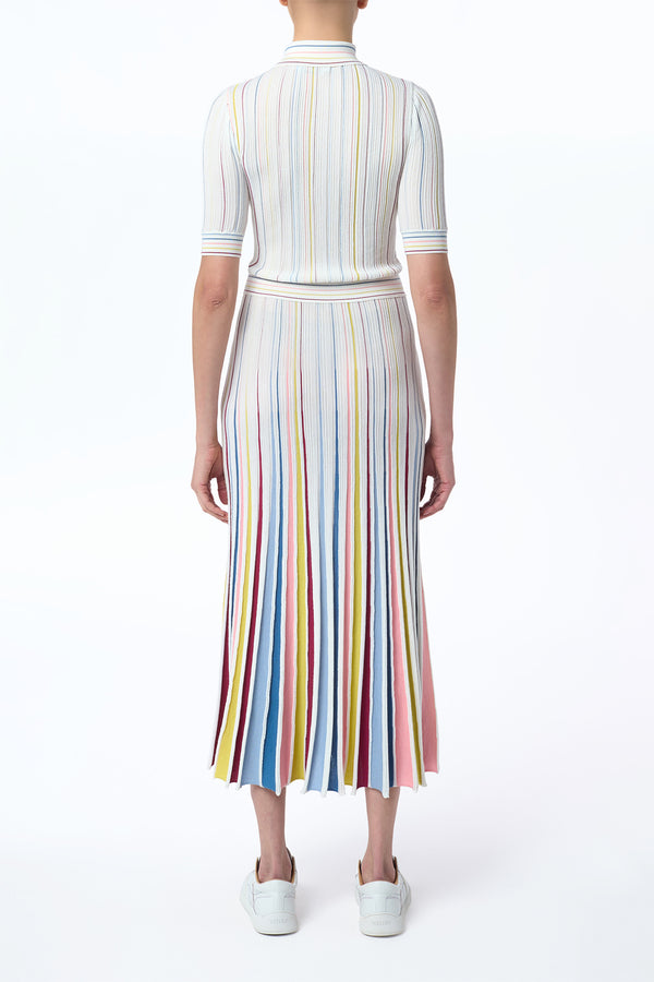 Gabriela Hearst Calypso Pinstripe Knit Midi Dress In Ivory Multi Merino Wool