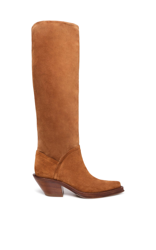 gabriela hearst Camero Knee-High Cowboy Boot in Cognac Suede