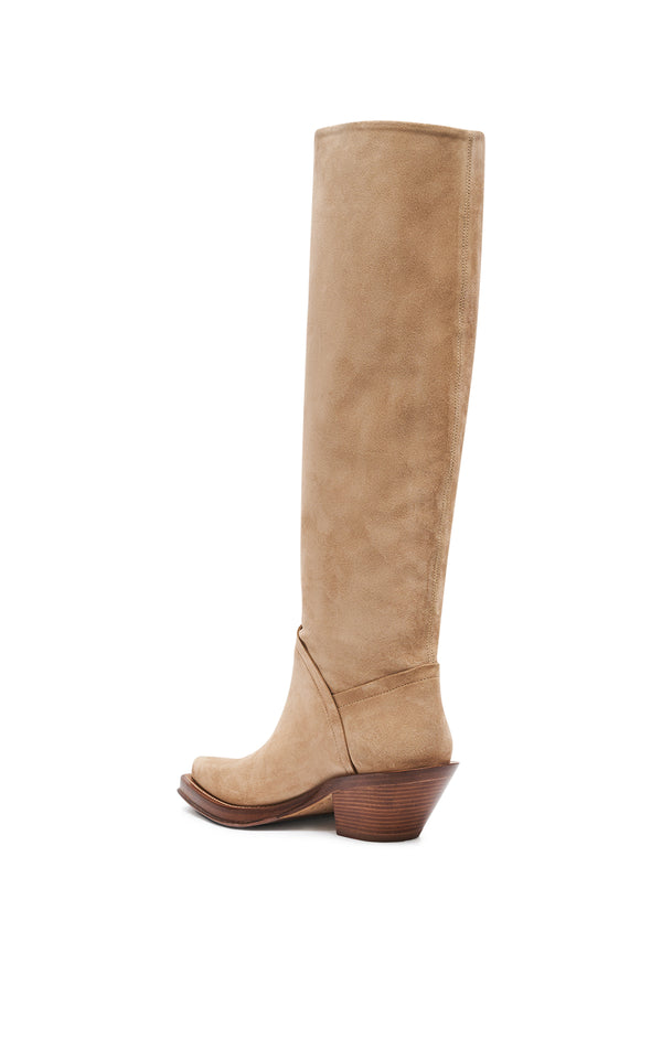 Gabriela Hearst Camero Knee-High Cowboy Boot In Sand Suede