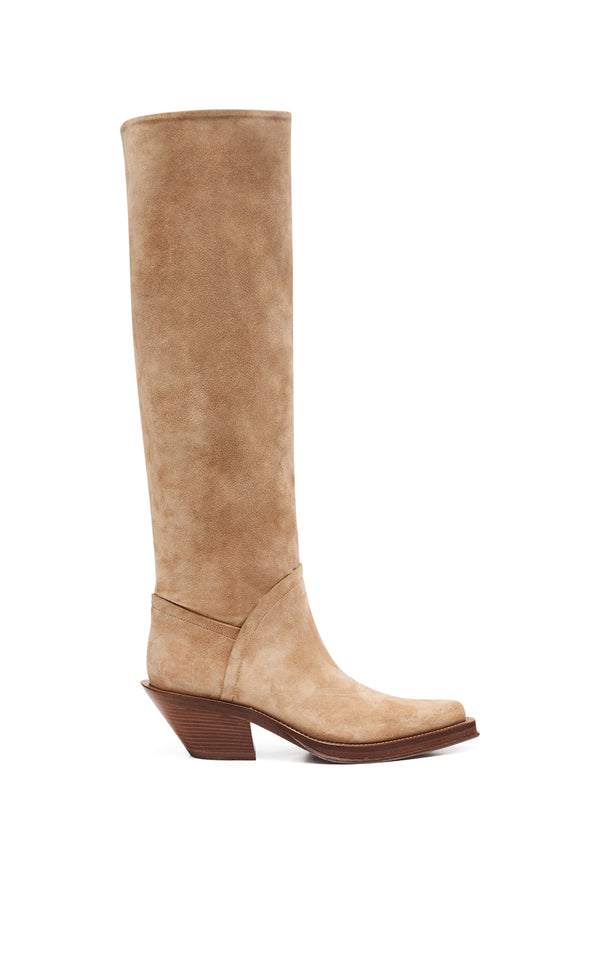 gabriela hearst Camero Knee-High Cowboy Boot in Sand Suede