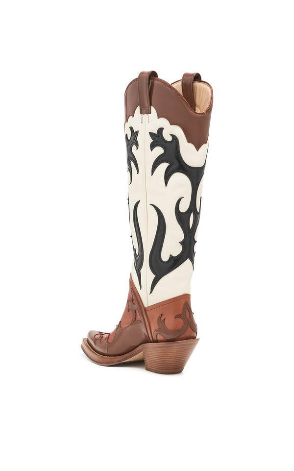 Gabriela Hearst Capitana Cowboy Boot In Cognac Multi Leather