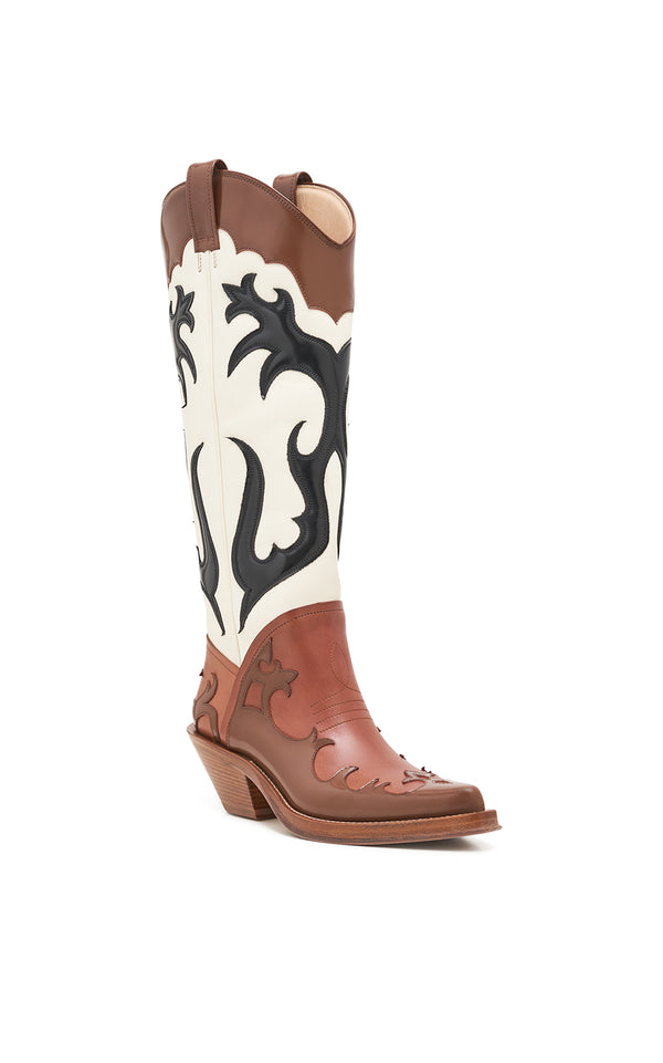 Gabriela Hearst Capitana Cowboy Boot In Cognac Multi Leather