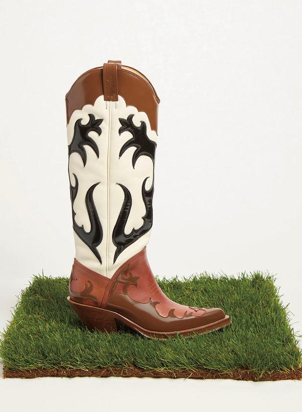 Gabriela Hearst Capitana Cowboy Boot In Cognac Multi Leather