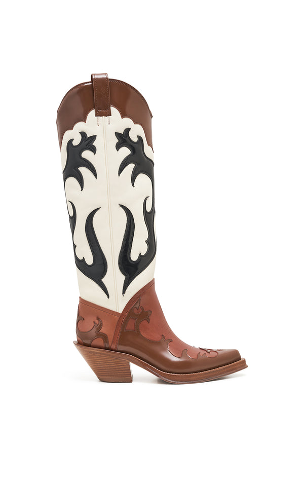 Gabriela Hearst Capitana Cowboy Boot In Cognac Multi Leather