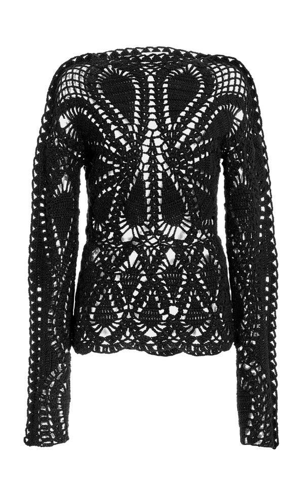gabriela hearst Capps Crochet Top in Black Wool Cashmere