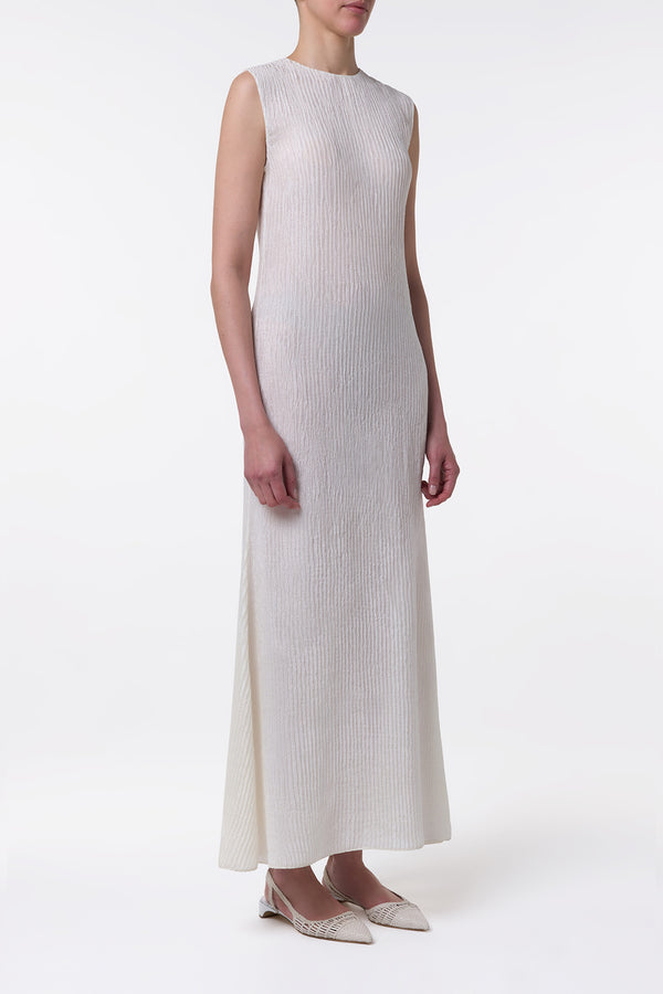 Gabriela Hearst Carling Maxi Dress In Ivory Plisse Silk