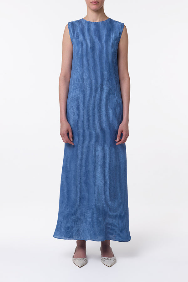 Gabriela Hearst Carling Maxi Dress In Sky Plisse Silk