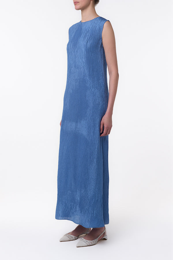 Gabriela Hearst Carling Maxi Dress In Sky Plisse Silk