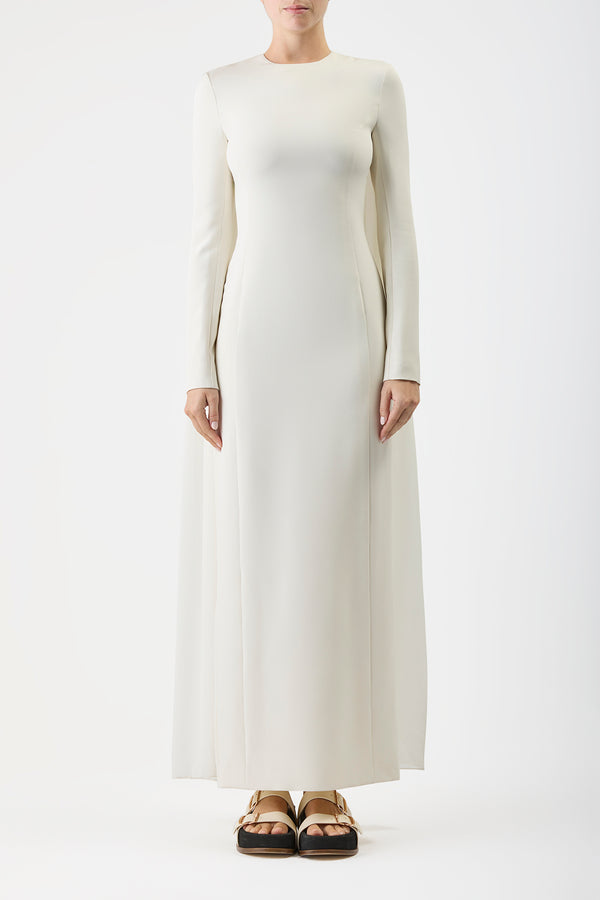 Gabriela Hearst Carlota Draped Maxi Gown In Ivory Silk Wool Cady