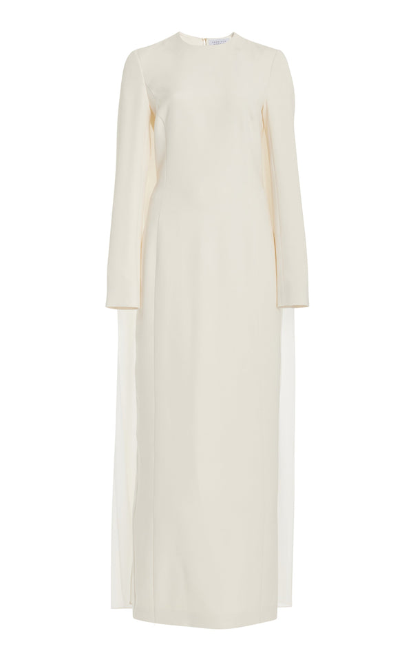 gabriela hearst Carlota Draped Maxi Gown in Ivory Silk Wool Cady